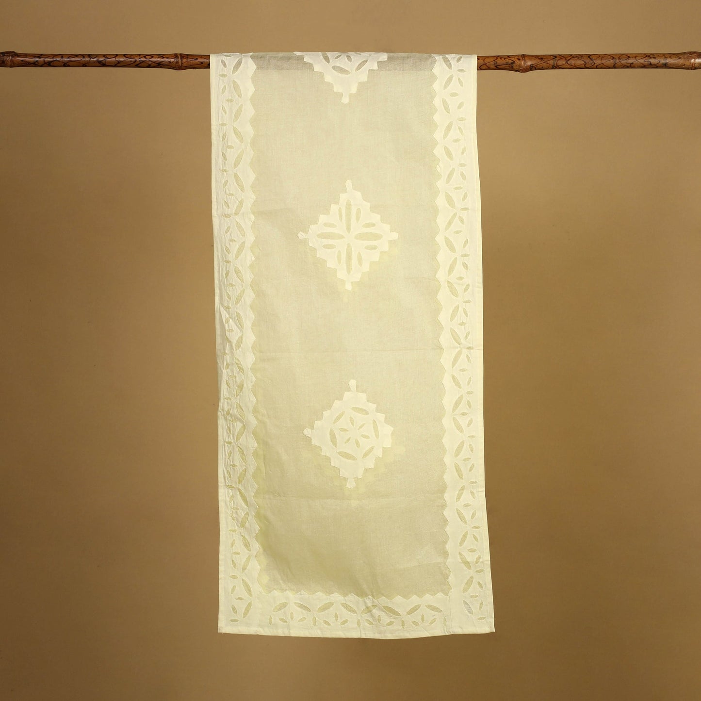 Yellow - cut work cotton barmer applique stole 16