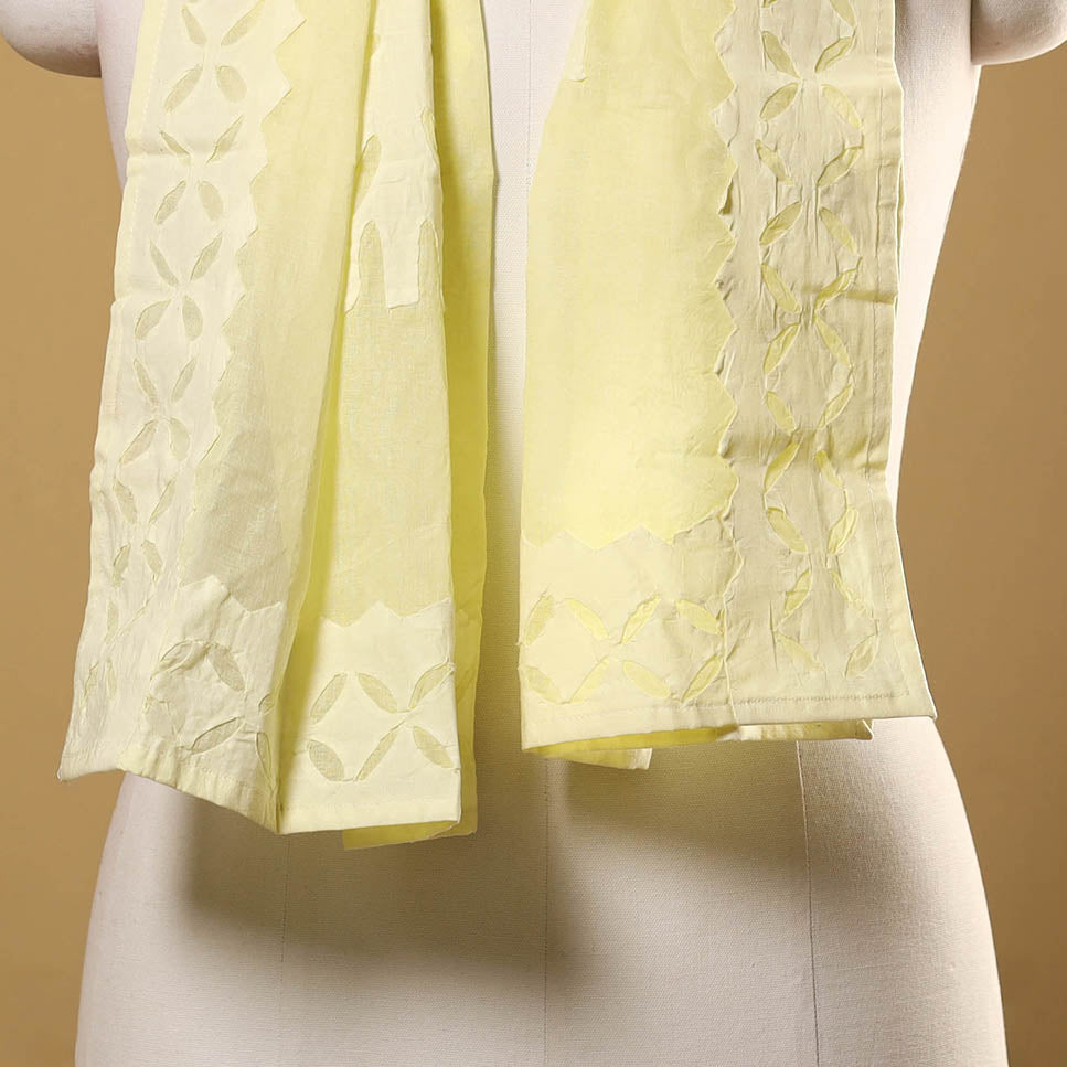 Buy Cut Work Cotton Yellow Barmer Applique Stole