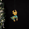 Yellow - deer - hand embroidered felt christmas decor