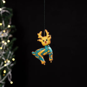 Yellow - deer - hand embroidered felt christmas decor