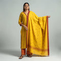 Yellow - dharwad cotton kurta with palazzo & dupatta set