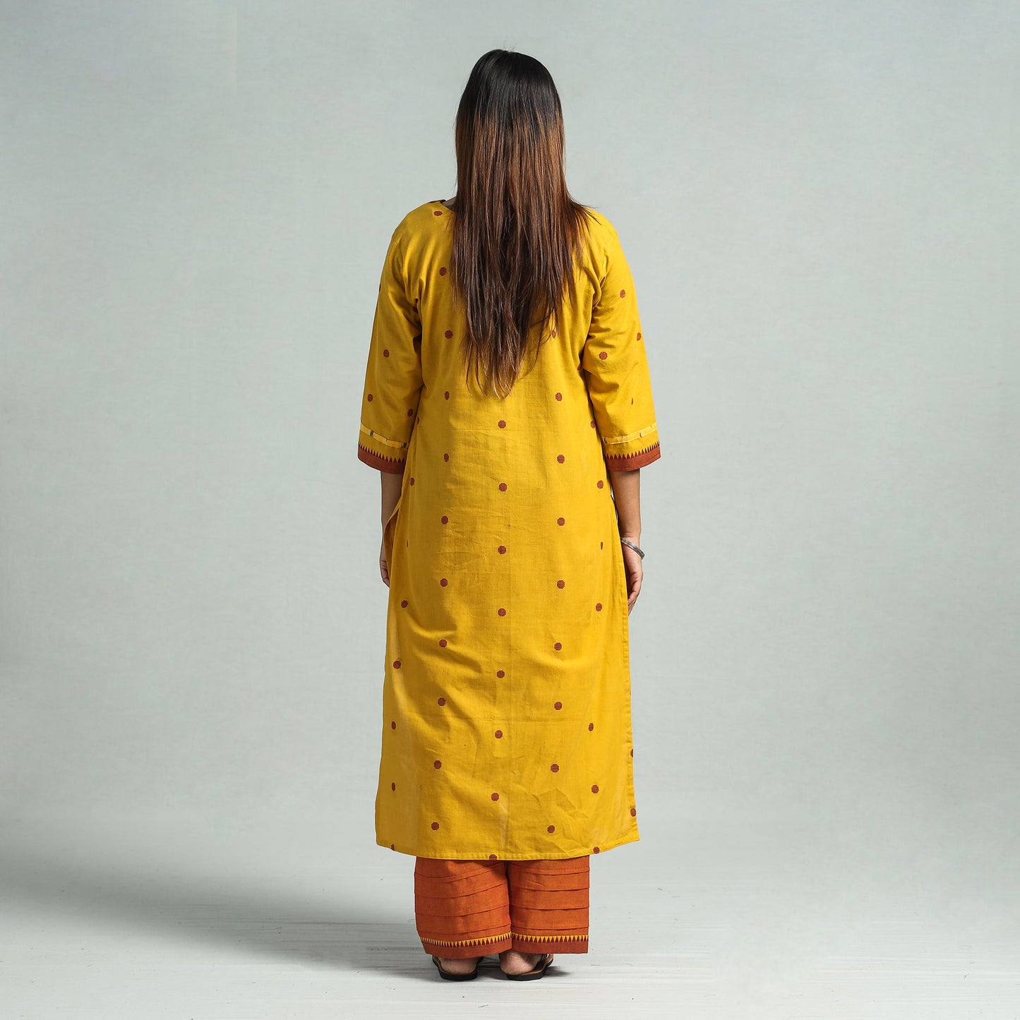 Yellow - dharwad cotton kurta with palazzo & dupatta set