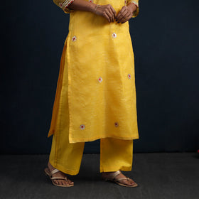 Yellow Elegant Gota Work Silk Kota Doria Kurta Set Online