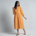 Yellow - Exquisite Jacquard Cotton Dress