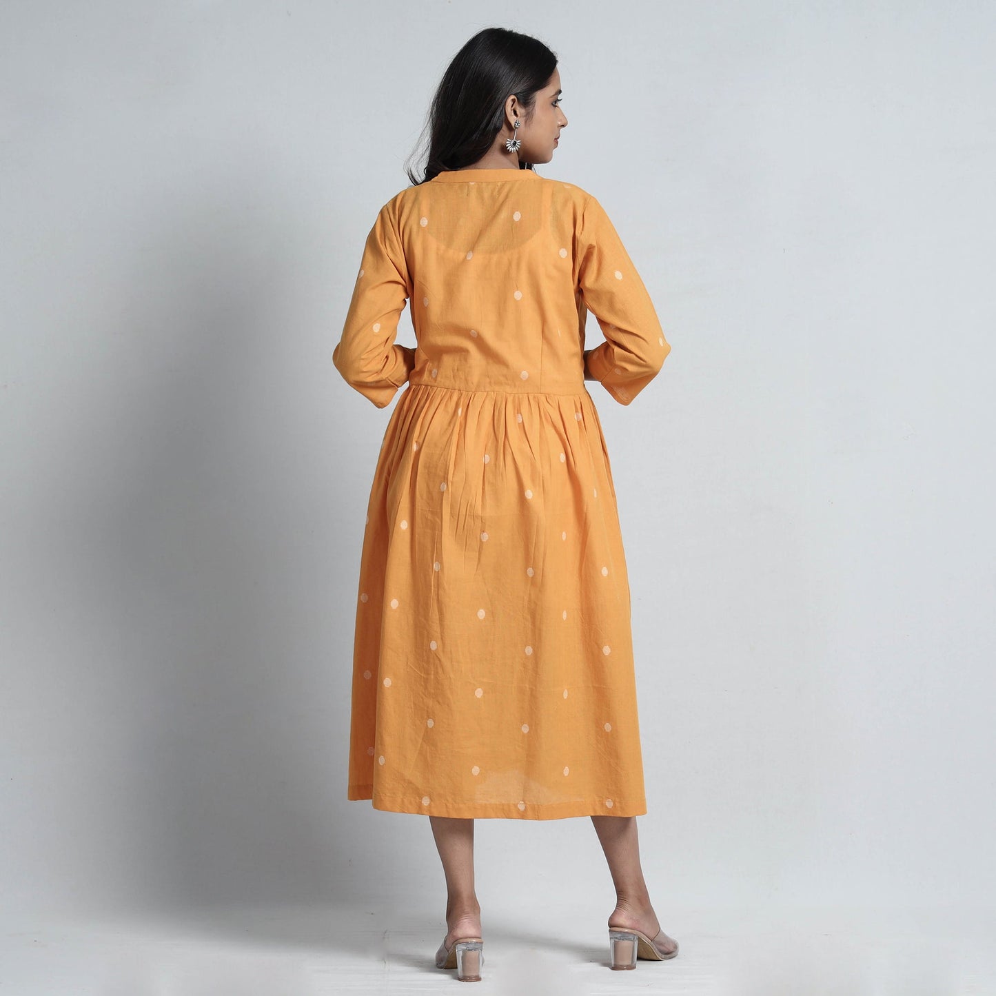 Yellow - Exquisite Jacquard Cotton Dress