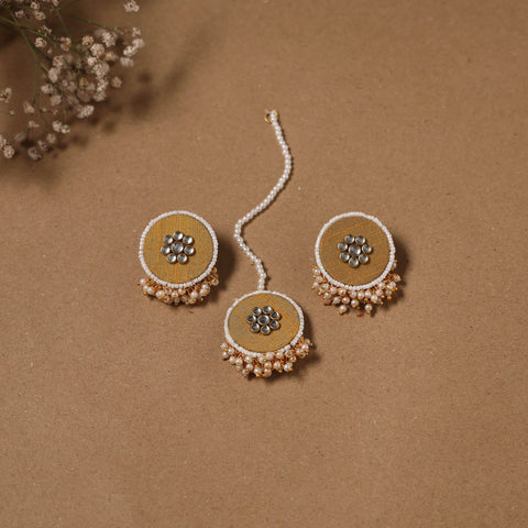 Fabart kundan earrings & maang tikka set 02 - handcrafted