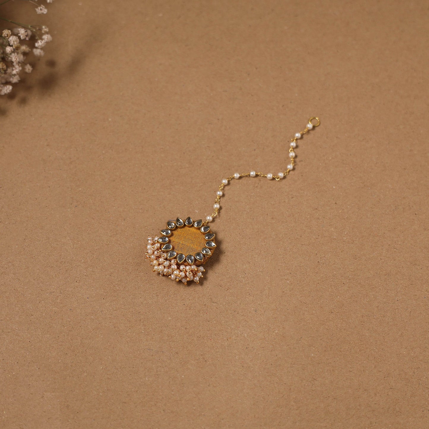 Fabart kundan earrings & maang tikka set 10 - handcrafted