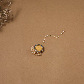 Fabart kundan earrings & maang tikka set 14 - handcrafted