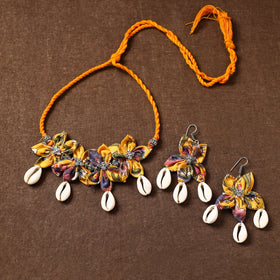 Yellow -fabart phool kali shell choker necklace set 09