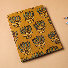 Yellow Ajrakh Fabric Cover Handmade Paper Notebook