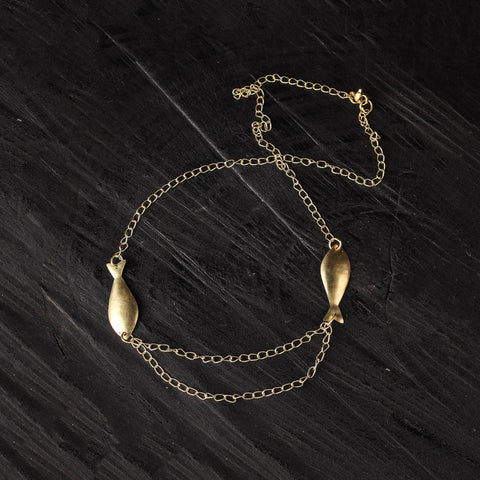 Fish - dokra brass handcrafted chain necklace 16
