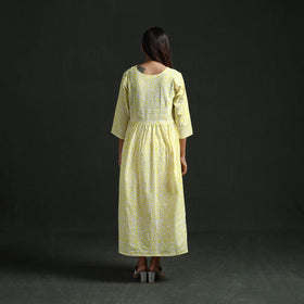 Flared angrakha cotton hand block batik print dress 06