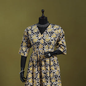 Yellow - flared cotton hand batik suit set (set of 2) 07