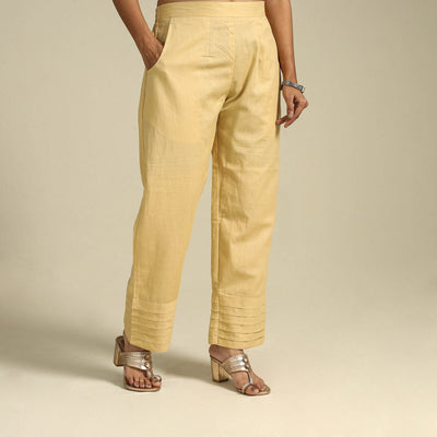 Yellow Flex Cotton Elasticated Plain Pant