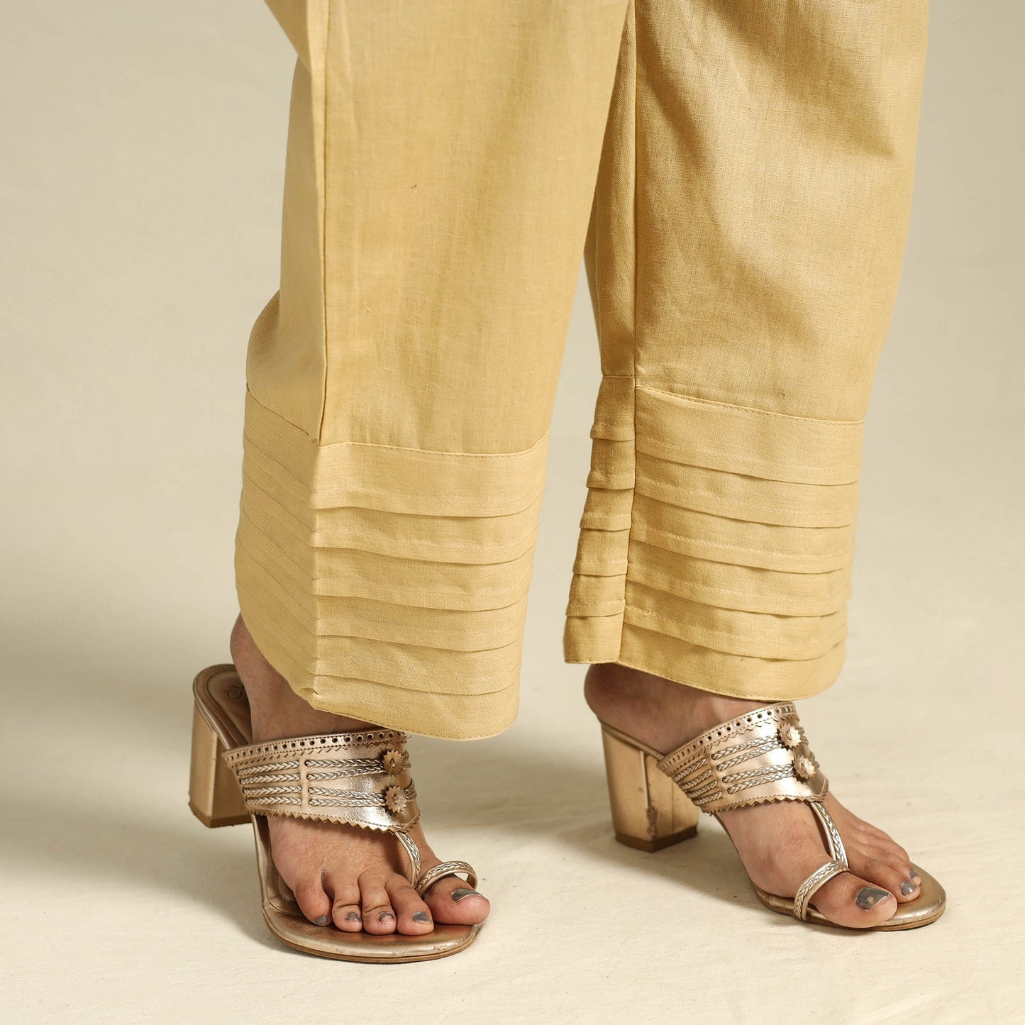 Yellow Flex Cotton Elasticated Plain Pant