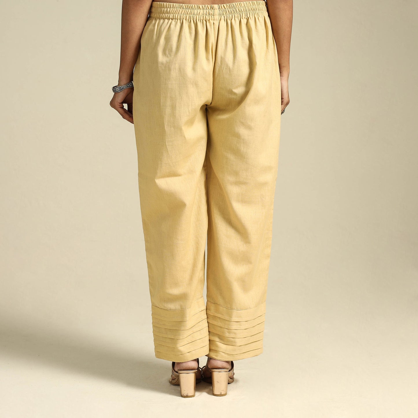 Yellow Flex Cotton Elasticated Plain Pant