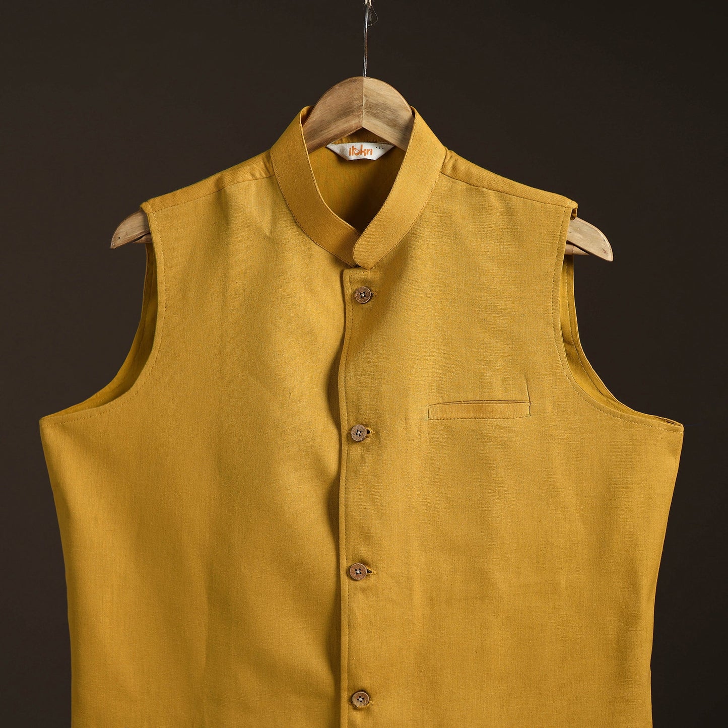 Flex cotton men plain nehru jacket 06 - handcrafted