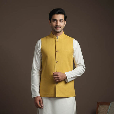 Flex cotton men plain nehru jacket 11 - handcrafted
