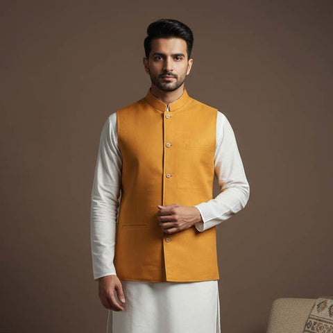 Flex cotton men plain nehru jacket 13 - handcrafted