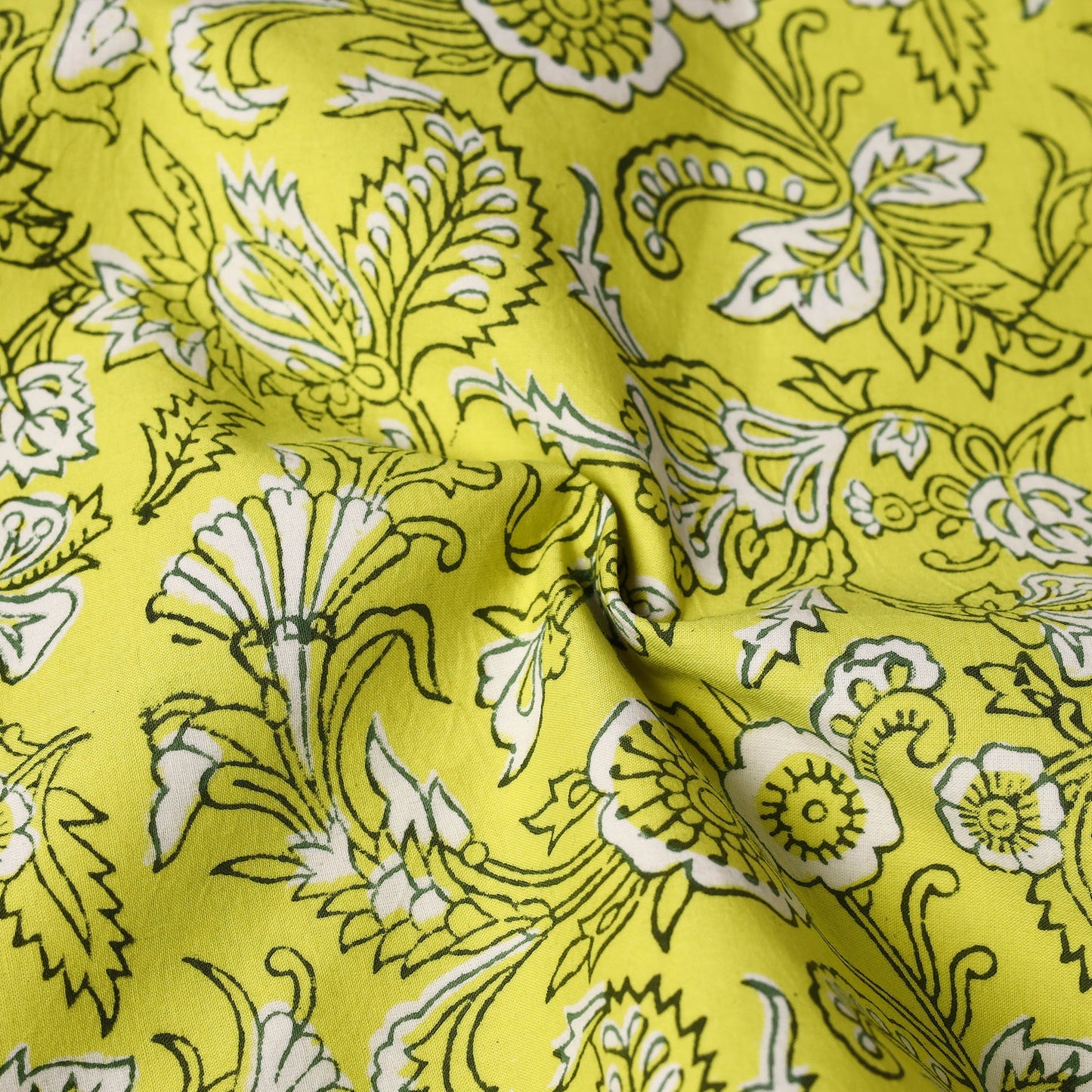  Yellow Floral Block Print Cotton Hand Embroidery Table Napkin