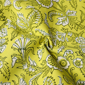  Yellow Floral Block Print Cotton Hand Embroidery Table Napkin