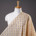 Yellow Floral Butta Sanganeri Block Printed Cotton Fabric