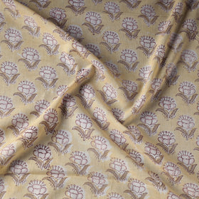 Yellow Floral Butta Sanganeri Block Printed Cotton Fabric