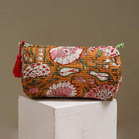 Floral hand block print quilted toiletry bags (set of 3) 03