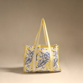 Yellow - floral hand tote bag 03 - handcrafted