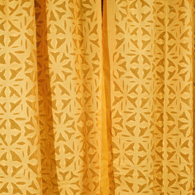 Yellow - Applique Flower Cutwork Cotton Door Curtain from Barmer (7 x 3.5 feet) (single piece)