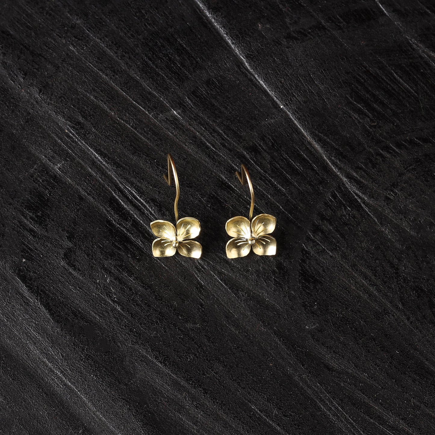 Flower petals - dokra brass handcrafted hook earrings 02
