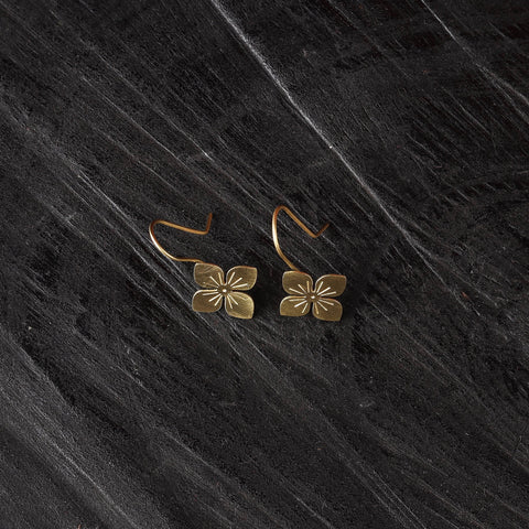 Flower petals - dokra brass handcrafted hook earrings 04
