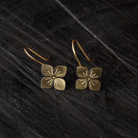 Flower petals - dokra brass handcrafted hook earrings 04