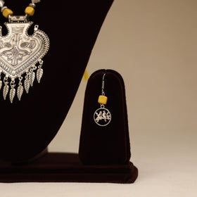 Yellow - german silver beaded necklace set 05 - handcrafted