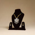 Yellow - german silver beaded necklace set 05 - handcrafted