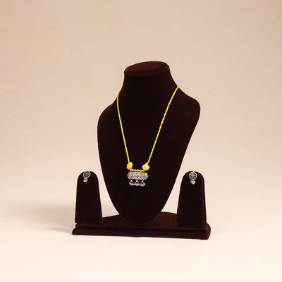 Yellow - german silver necklace set 12 - handcrafted
