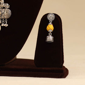 Yellow - german silver necklace set with thread beads 01