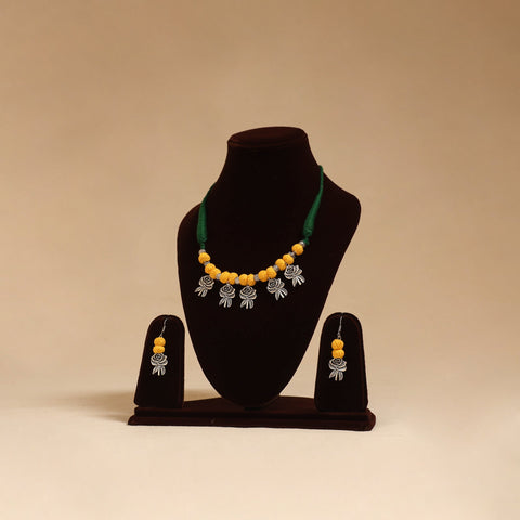 German silver thread beads necklace set 18 - handcrafted