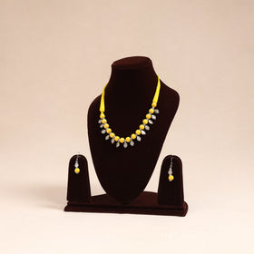 Yellow - german silver wooden beads necklace set 37