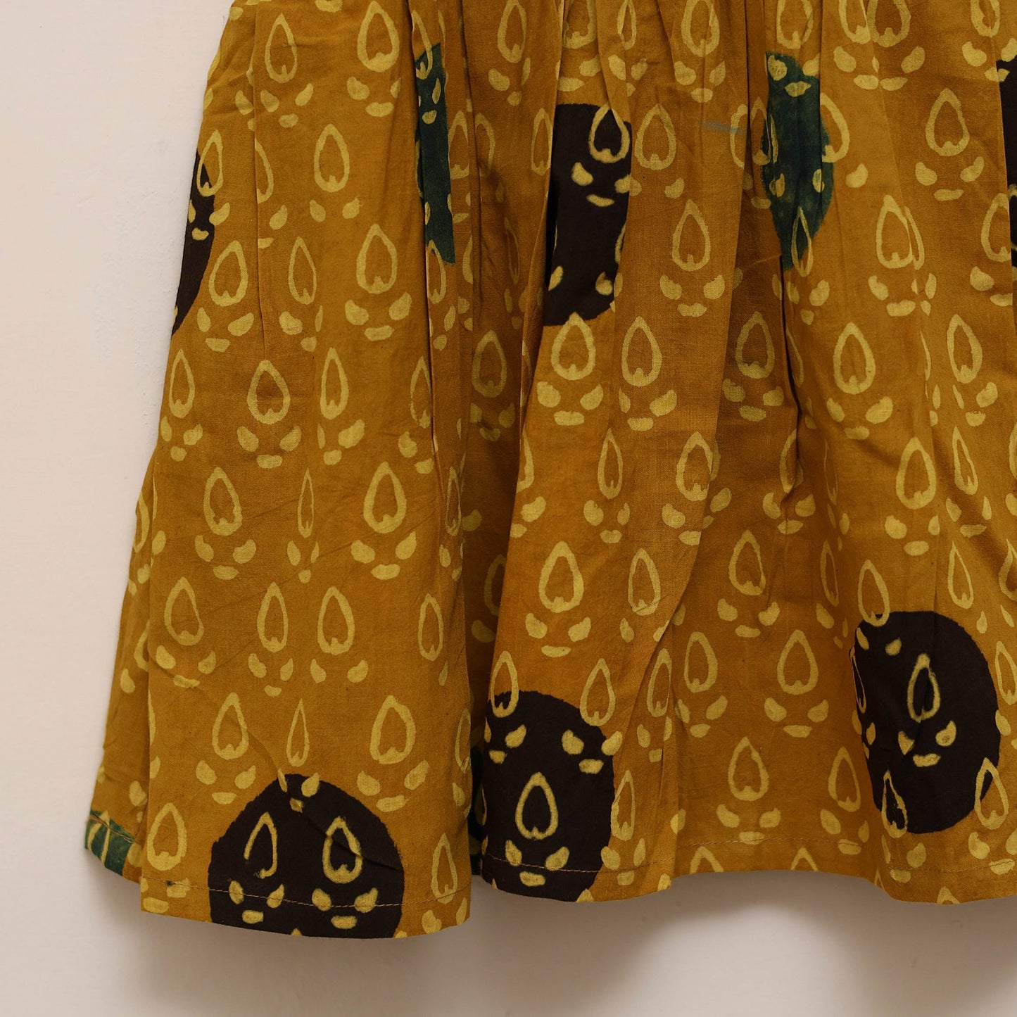 Yellow - girls pure cotton ajrakh hand block print frock