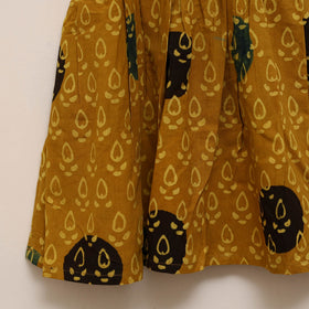 Yellow - girls pure cotton ajrakh hand block print frock
