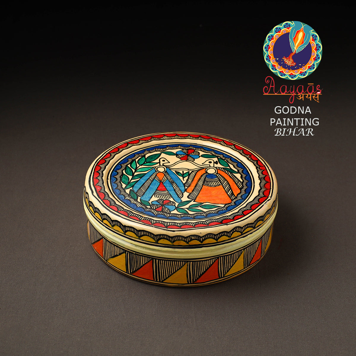 Grey - Godna Madhubani Handpainted Stainless Steel Casserole 20