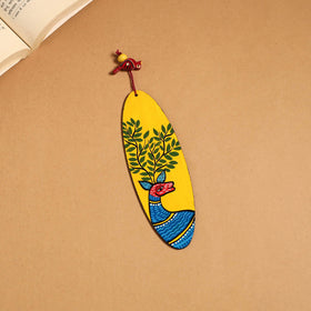 Yellow - gond handpainted wooden bookmark 17 - handcrafted