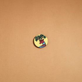 Yellow - gond handpainted wooden fridge magnet 35