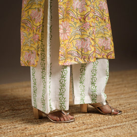 Yellow - gota work chanderi silk sanganeri kurta set (set