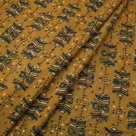 Yellow Hakoba Natural Dyed Cotton Ajrakh Print Fabric