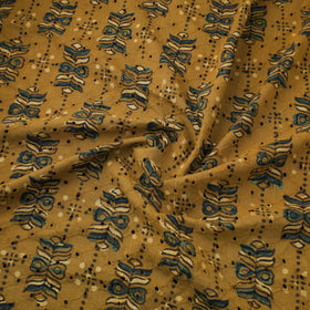 Yellow Hakoba Natural Dyed Cotton Ajrakh Print Fabric