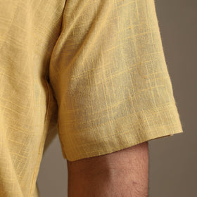 Yellow - half sleeve slub cotton men plain shirt 06