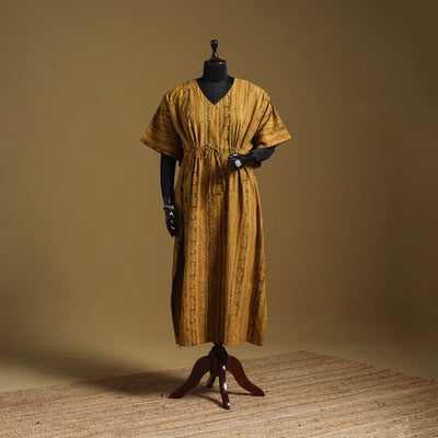 Hand akola long kaftan with tie-up waist 04 - handcrafted