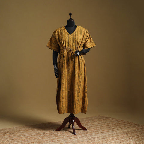 Hand akola long kaftan with tie-up waist 04 - handcrafted